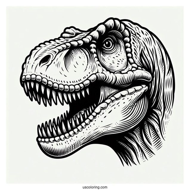 T-Rex Head With Sharp Teeth To Color
