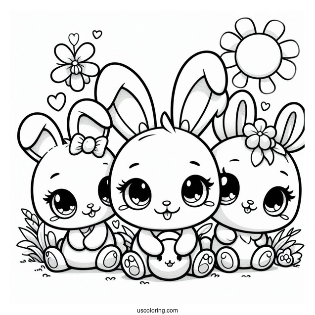 Sunny Bunnies Coloring Page Logo Big Boo, Turbo, Shiny, And Iris