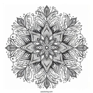 Elegant Snowflake Coloring Page Mandala