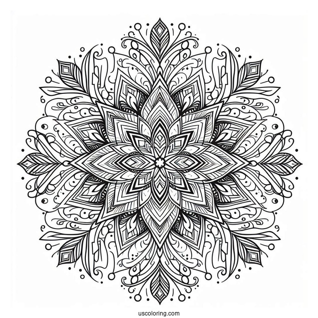 Elegant Snowflake Coloring Page Mandala