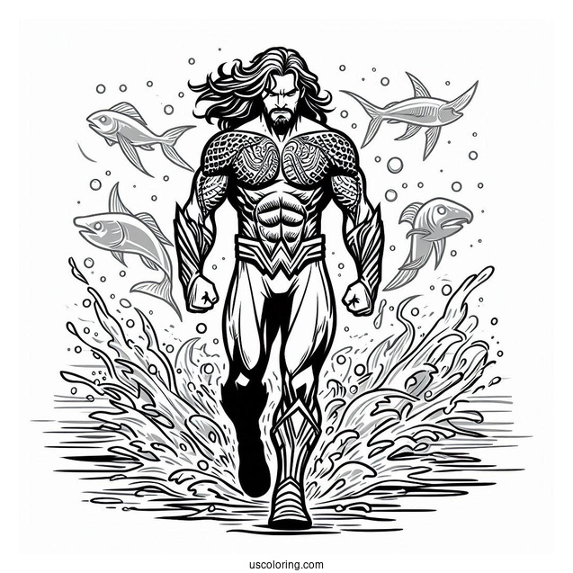 Angry Aquaman Coloring Page Walking For Kids