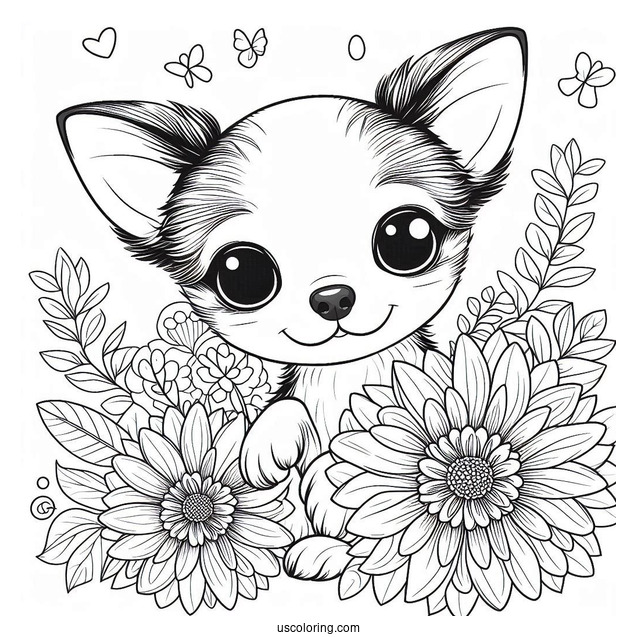Simple Chihuahua Coloring Page With Big Eyes