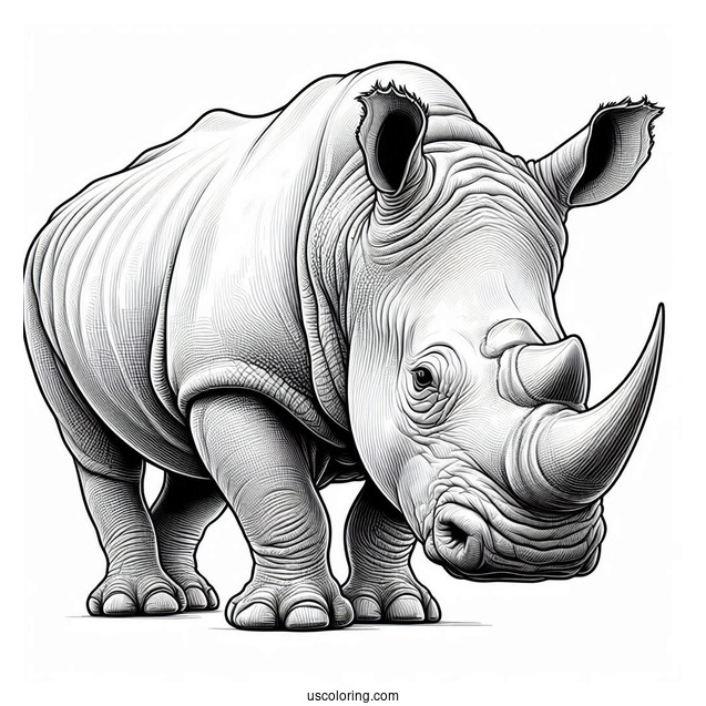 Realistic Rhino Coloring Picture