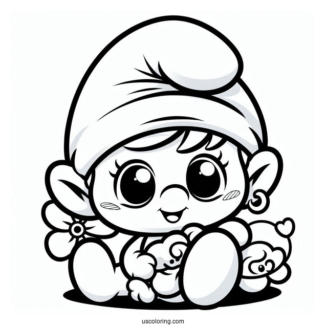 Kawaii Baby Smurf Coloring In