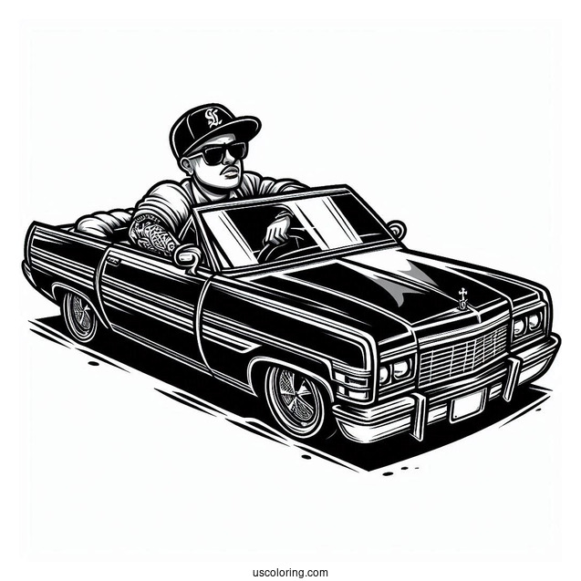 Cartoon Lowrider Coloring Page For Kids