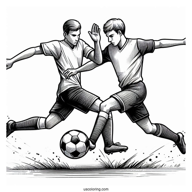 Two Football Players Contending For Ball