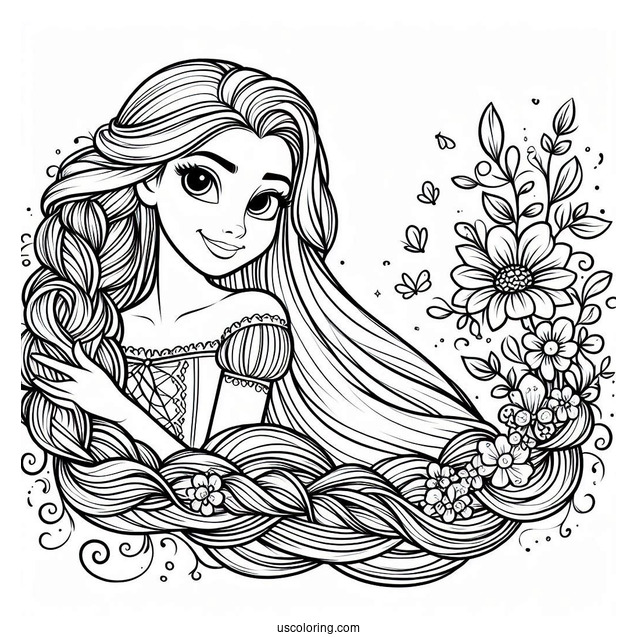Rapunzel With Long Hair Coloring Page