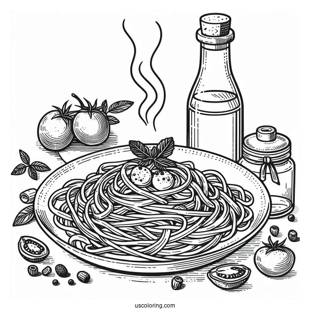 Carbonara Pasta Coloring Picture For Kids