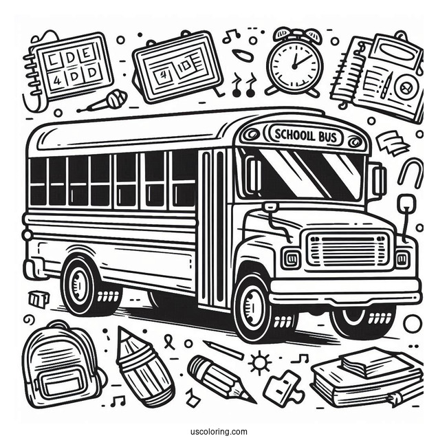 Simple Outline Of School Bus For Preschoolers