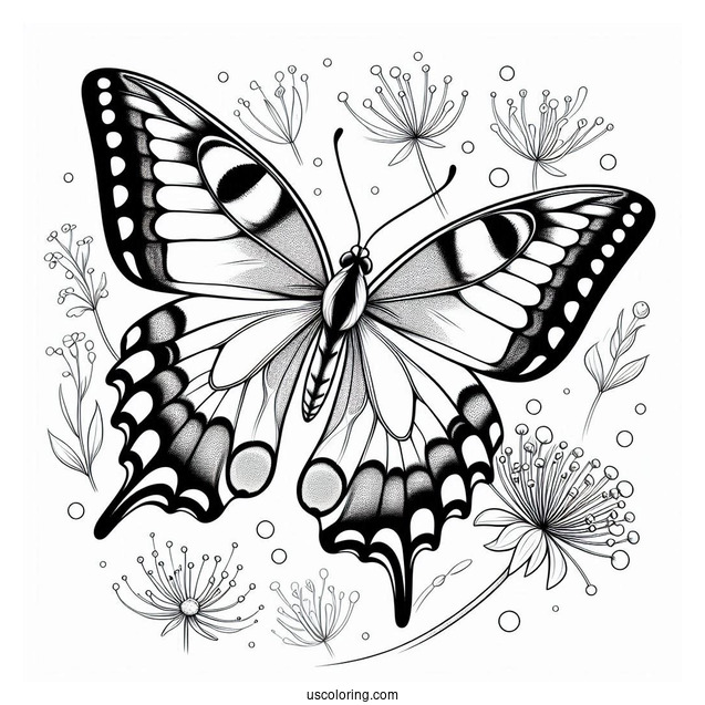 Simple Coloring Sheet Of Swallowtail Butterfly