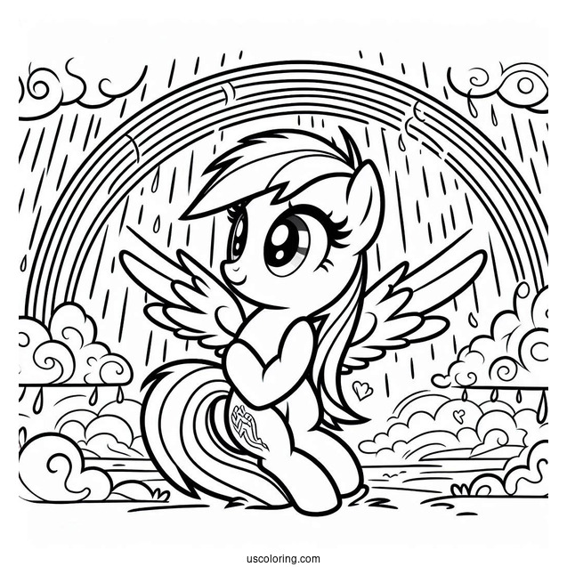 Rainbow Dash Coloring Page In A Thunderstorm For Kids