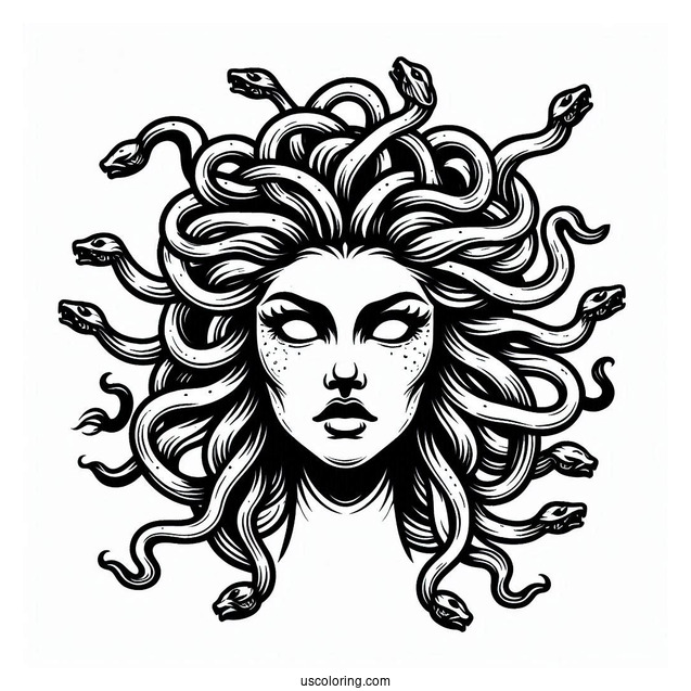 Scary Medusa Coloring Page Head For Kids