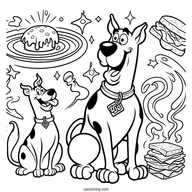 Scooby-Doo With Scooby Snax To Color For Kids