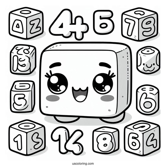 Smiling 16 Numberblocks Coloring Page