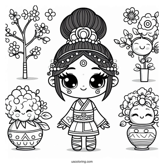 Sprunki Coloring Page Of Simon, Raddy, Durple, And Vineria For Kids