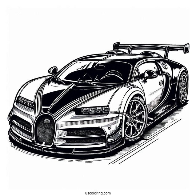 Detailed Bugatti Coloring Page Veyron GTR Racing