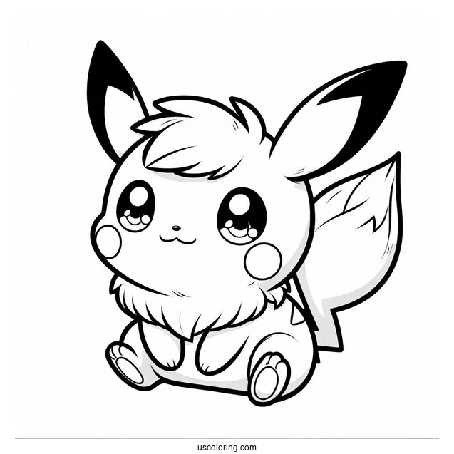 Coloring Sheet Of Baby Pikachu And Eevee
