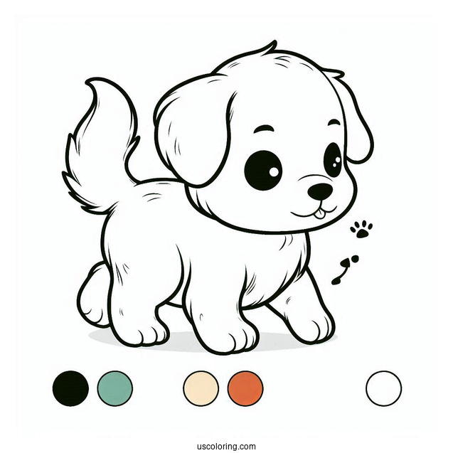 Simple Coloring Page Of Puppy Walking