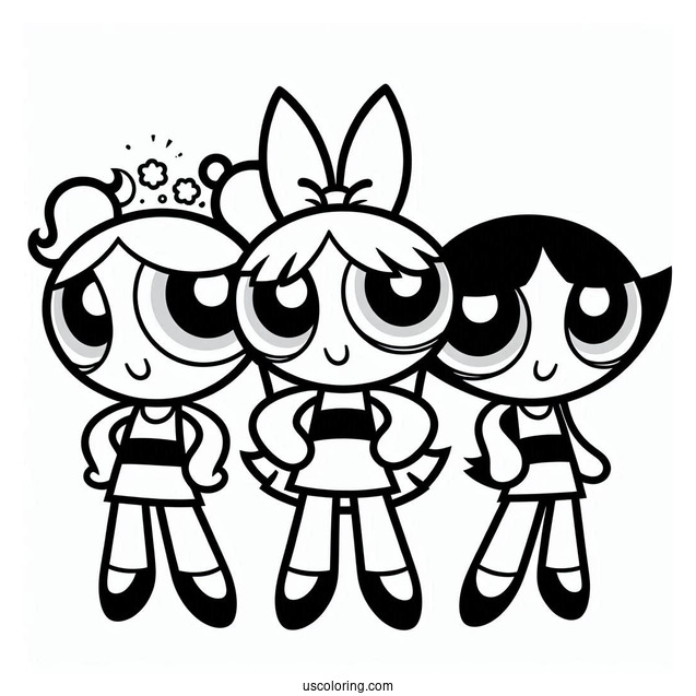 Powerpuff Girls Coloring Page With Logo
