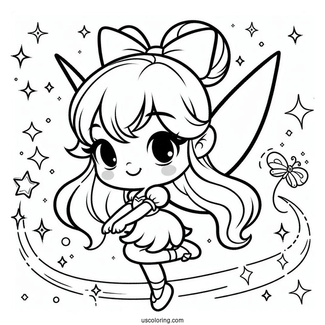 Kawaii Tinker Bell Coloring Sheet For Preschoolers