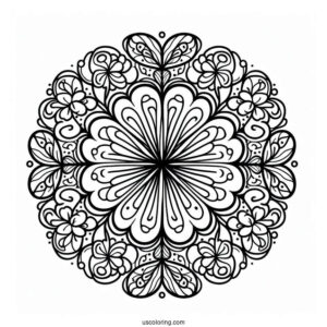 St. Patrick's Day Coloring Page Of Pretty Clover Mandala