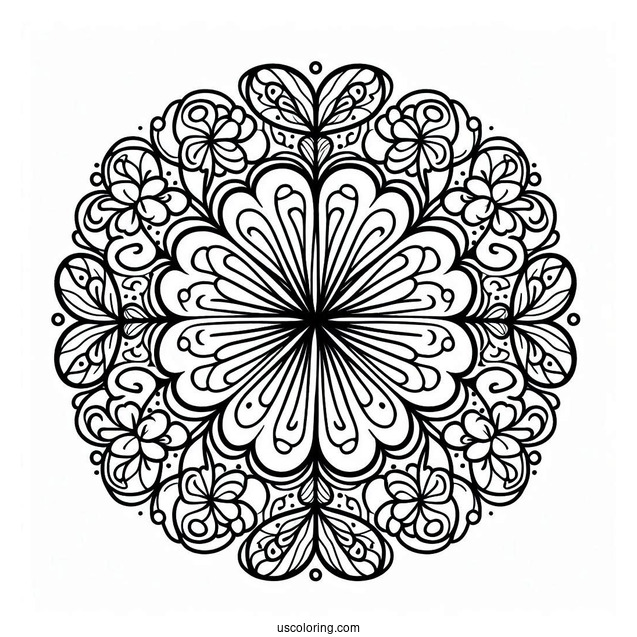 St. Patrick's Day Coloring Page Of Pretty Clover Mandala