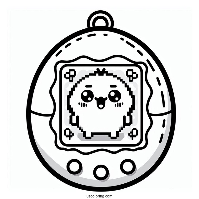 Retro Tamagotchi Coloring Page With Mametchi On The Screen