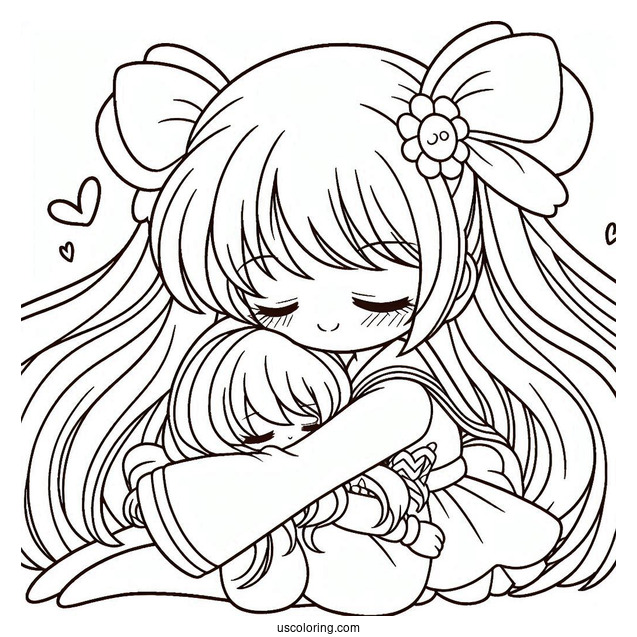 My Melody Coloring Page Hugging Uta Yumeno