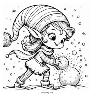 Mischievous Elf Making a Snow Ball