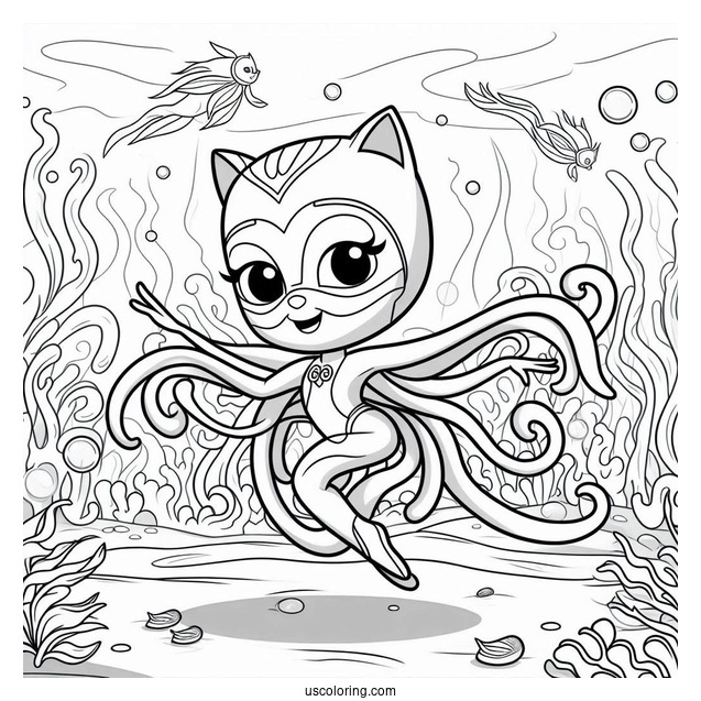 PJ Masks Coloring Page Of Octobella Dancing Underwater