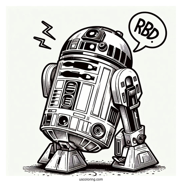 R2-D2 Coloring Page Poking BB8