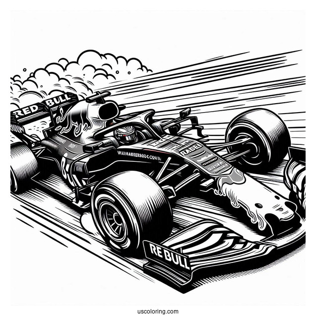 F1 Coloring Page Of Red Bull Max Verstappen Race Car