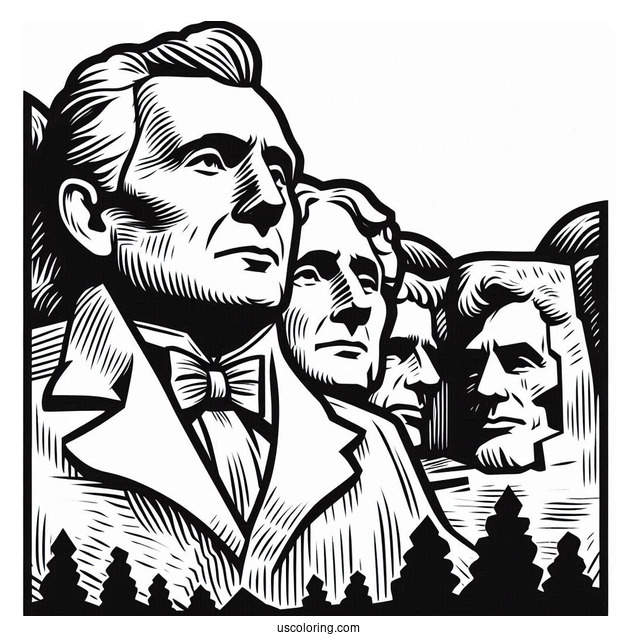 President Coloring Page Of Easy Mount Rushmore National Memorial