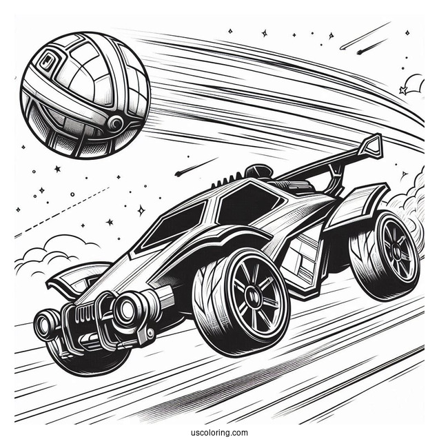 Rocket League Coloring Page Battle Car In The Air With The Ball