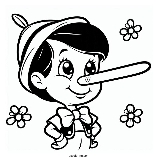 Pinocchio Coloring Page With Super Long Nose For Lying
