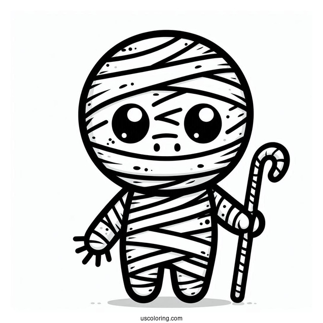 Easy Cartoon Mummy Coloring Page
