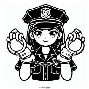 Police Handcuffs Coloring Sheet