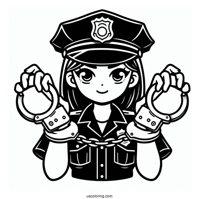 Police Handcuffs Coloring Sheet