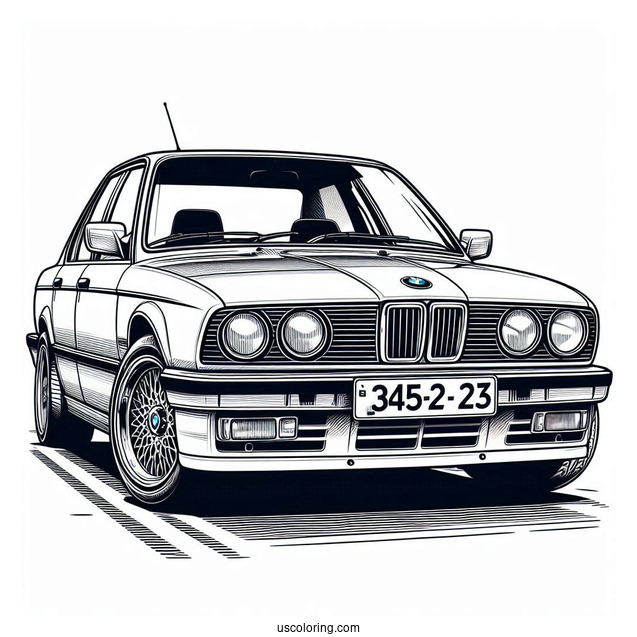 BMW Coloring Page 745i E23 Front View