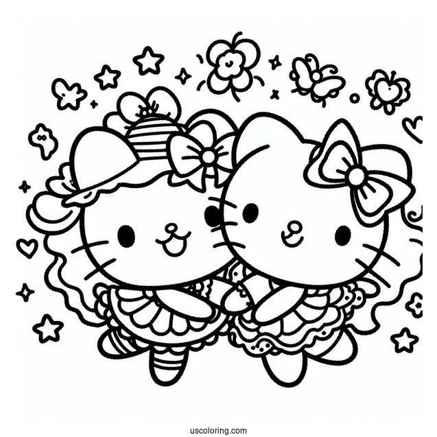 Sanrio Coloring Pages Of Friends Dancing