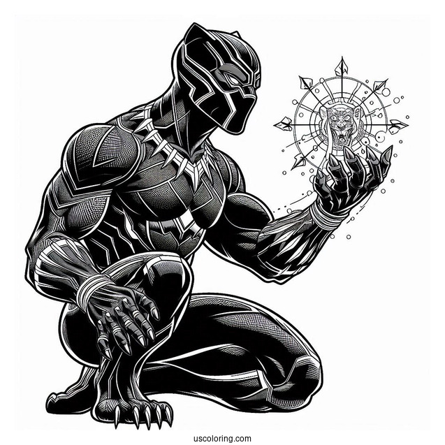 Black Panther With The Avengers Coloring Page