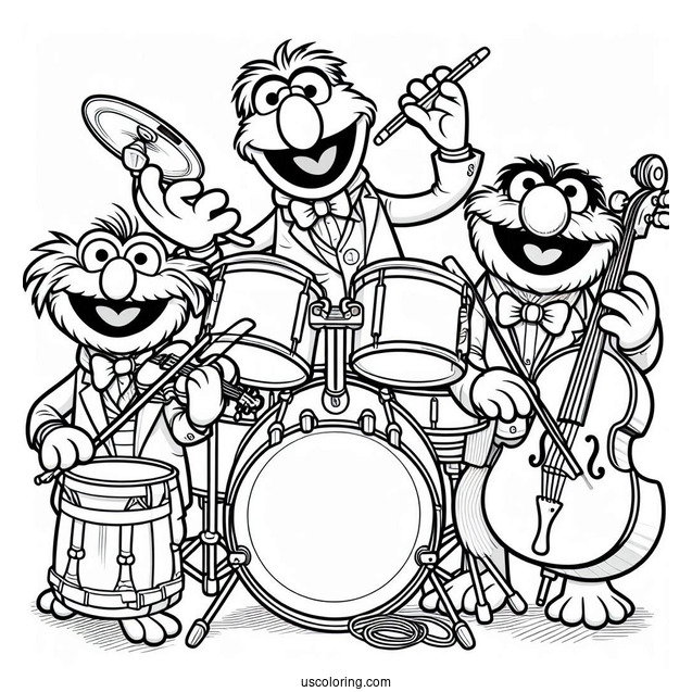 Muppets Coloring Page Of Playing Musical Instruments