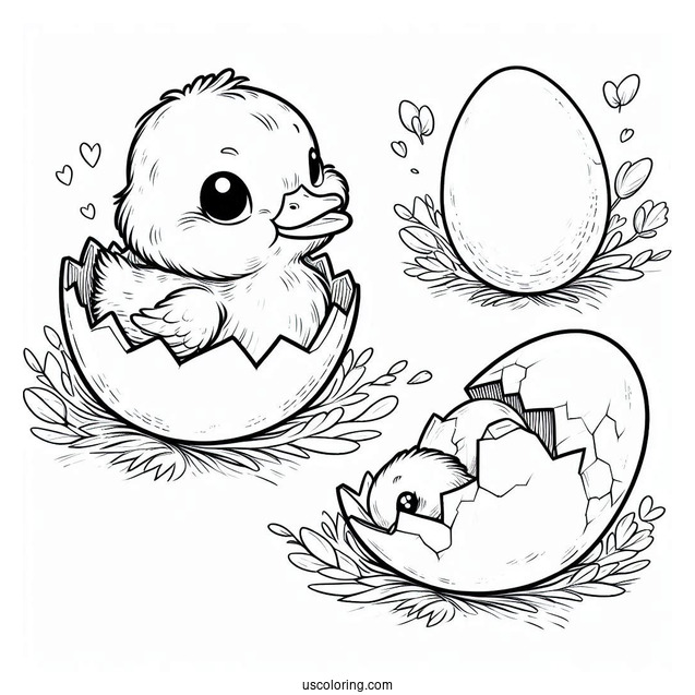 Duckling Hatching From Easter Egg