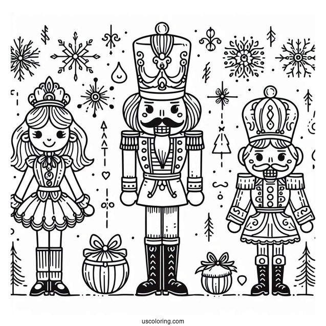 Three Easy Nutcracker Coloring Page Outlines For Kids