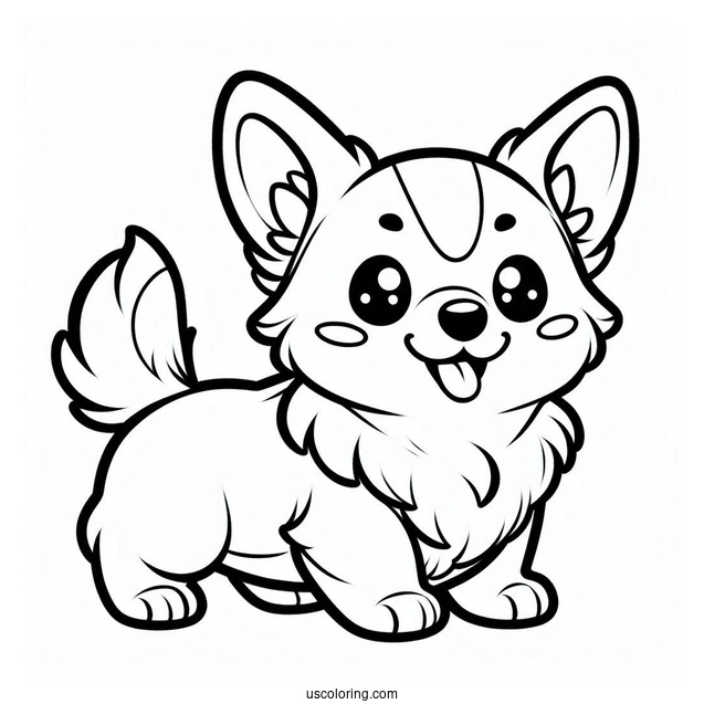 Cute Kawaii Corgi To Color