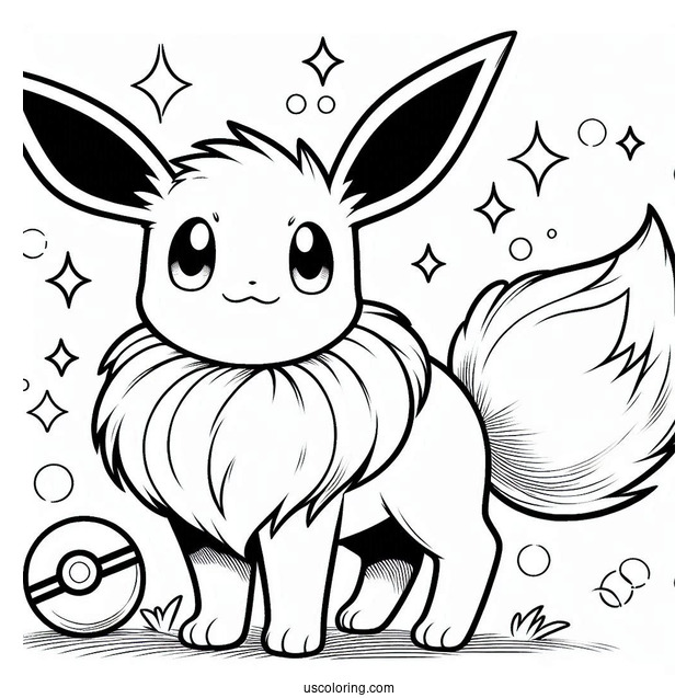 Eevee Standing Under PokeBall