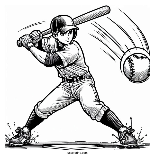 Baseball Batter Ready For a Pitch To Color