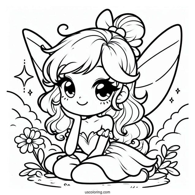 Kawaii Tinker Bell Coloring Sheet For Preschoolers