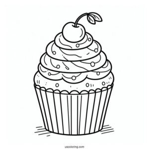 Coloring Sheet Of a Cupcake For Preschoolers