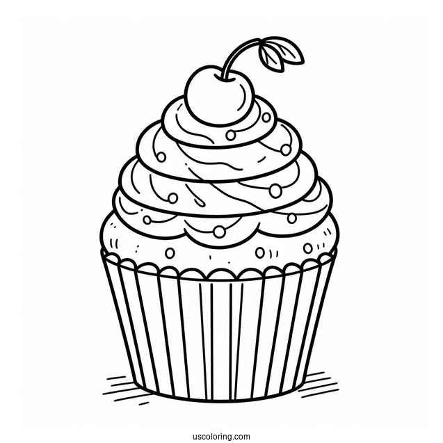 Coloring Sheet Of a Cupcake For Preschoolers